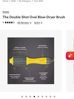 NIB Drybar Yellow and Gray Double Shot Oval Blow-Dryer Brush